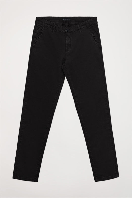 Pantalón chino gris oscuro de corte slim con logo Polo Club en bolsillo trasero