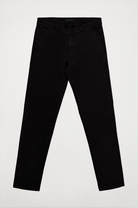 Pantalón chino negro de corte slim con logo Polo Club en bolsillo trasero