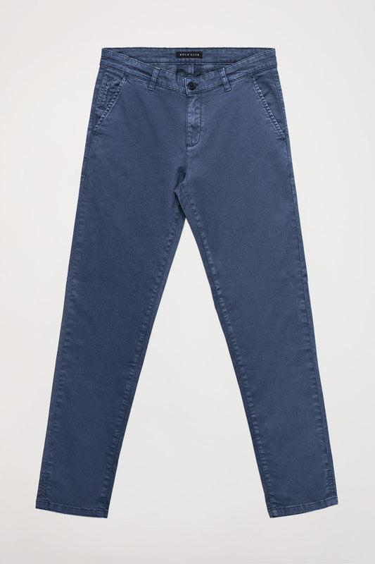 Calças chino azuis denim com corte slim com logótipo Polo Club no bolso traseiro
