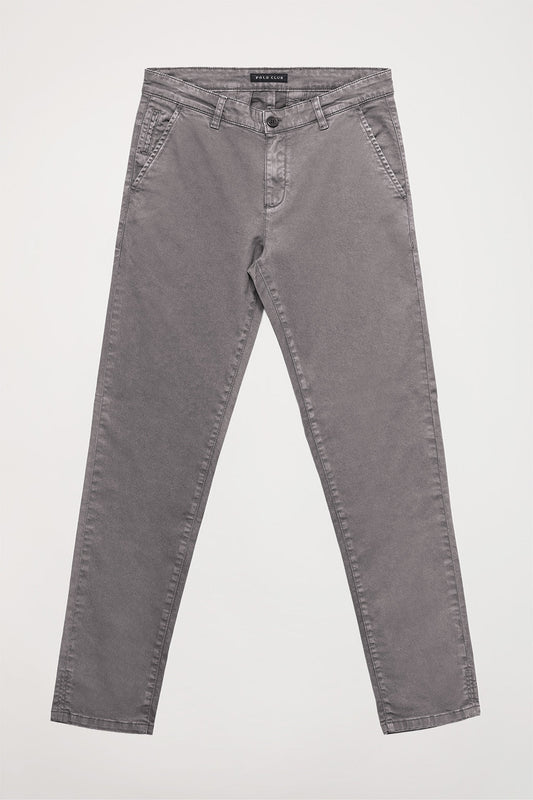 Calças chino cinzentas com corte slim com logótipo Polo Club no bolso traseiro