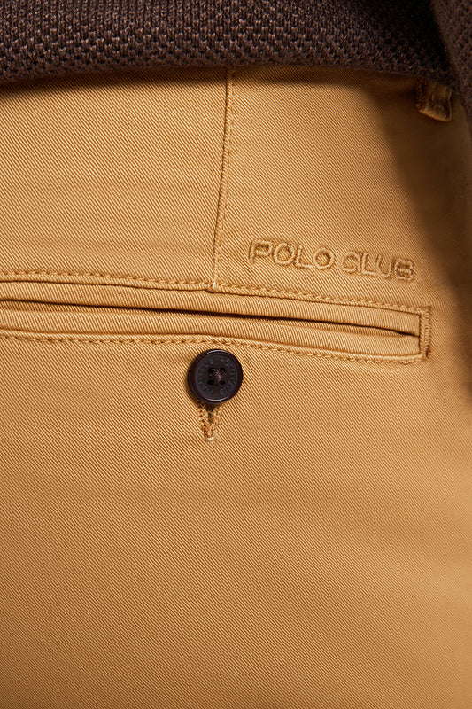 Calças chino castanhas com corte slim com logótipo Polo Club no bolso traseiro