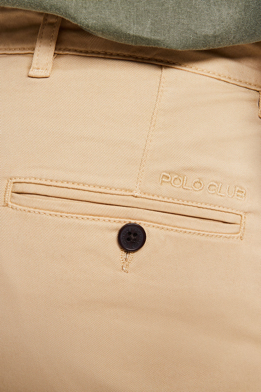 Calças chino em cor de areia com corte slim com logótipo Polo Club no bolso traseiro