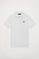 White pique polo shirt with three-button placket and gummed logo