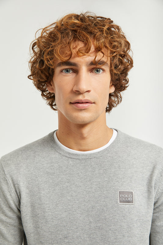 Jersey básico de cuello redondo gris vigoré con logotipo Polo Club