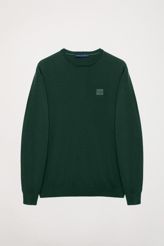 Jersey básico de cuello redondo verde botella con logotipo Polo Club