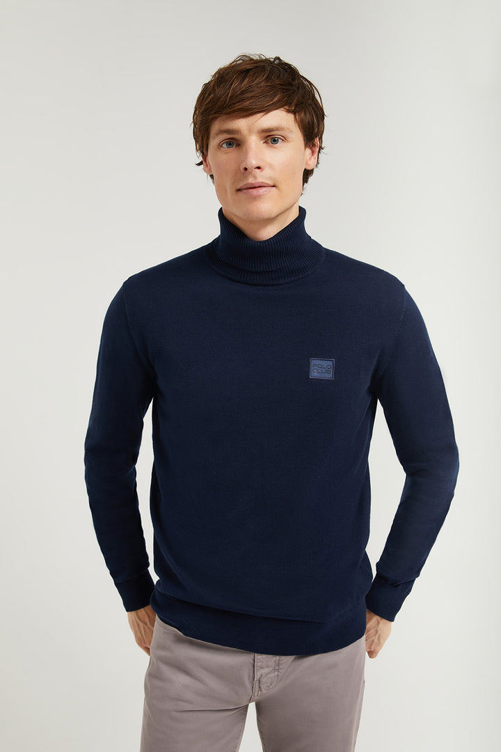 Jersey básico de cuello vuelto azul marino con logotipo Polo Club