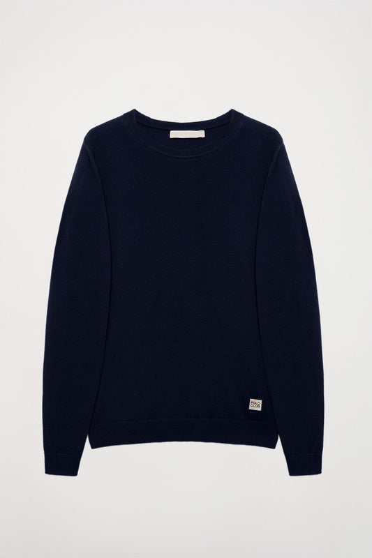 Navy-blue round-neck basic jumper with Polo Club logo