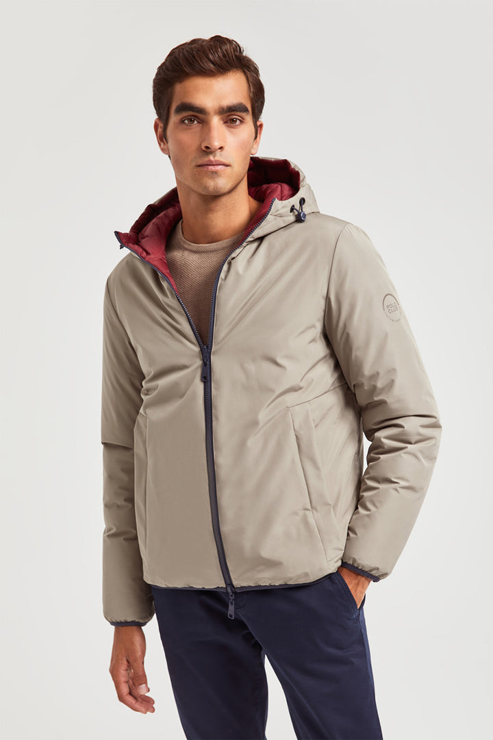 Chaqueta gris reversible con parche y uvi print