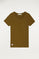 Camiseta orgánica caqui de cuello redondo y logo bordado