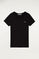 Camiseta orgánica negra de cuello redondo y logo bordado