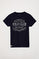 T-shirt de manga curta azul marinho com print no peito