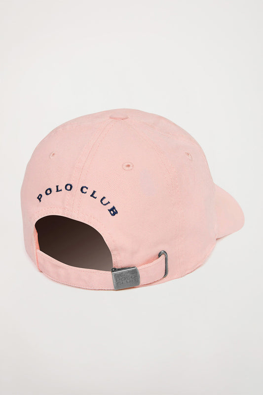 Pink cap with Rigby Go embroidered logo
