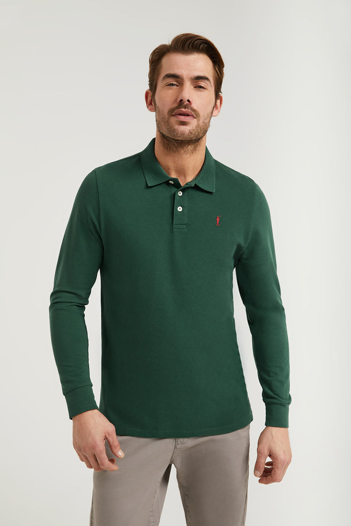 Pack de dois polos de manga comprida azul marinho e verde garrafa