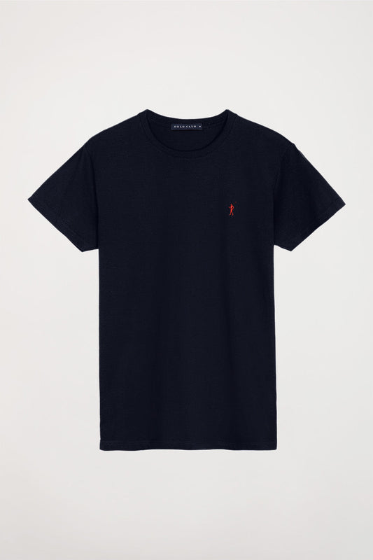 Navy-blue cotton basic T-shirt with Rigby Go logo