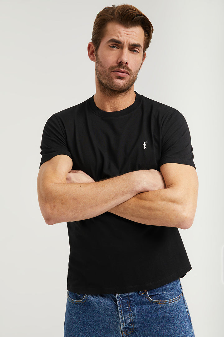 T-shirt básica preta de algodão com logótipo Rigby Go