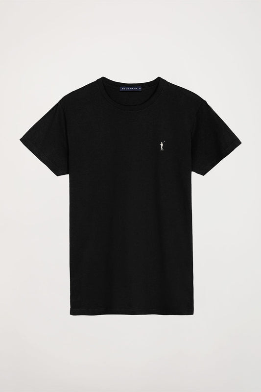 T-shirt básica preta de algodão com logótipo Rigby Go