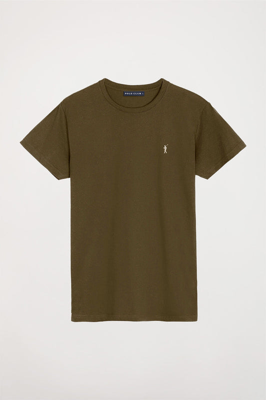 T-shirt básica verde azeitona de algodão com logótipo Rigby Go