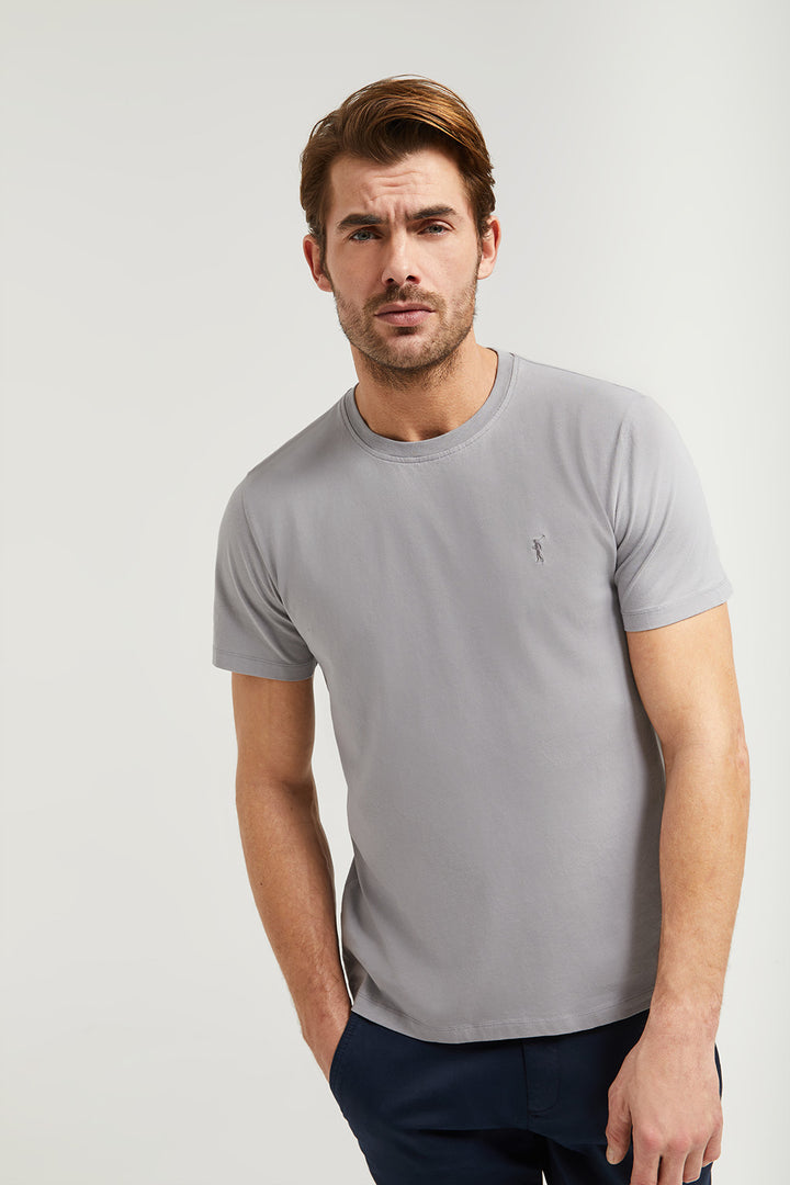 T-shirt básica cinzenta de algodão com logótipo Rigby Go