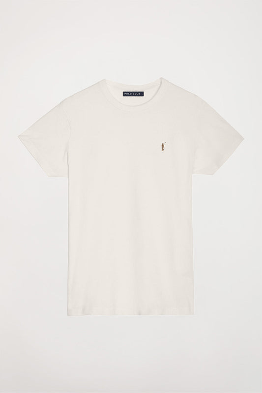 T-shirt básica beige de algodão com logótipo Rigby Go