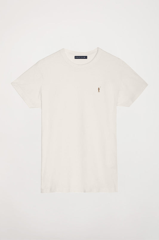 Beige cotton basic T-shirt with Rigby Go logo