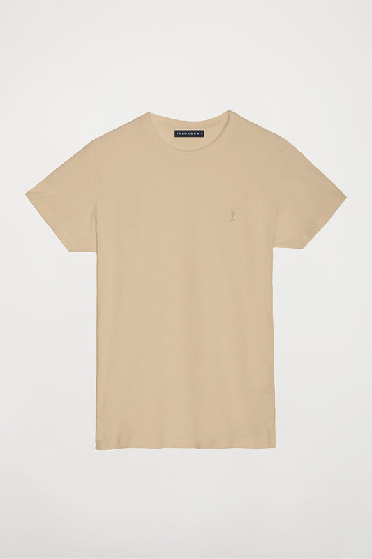 T-shirt básica cor de areia de algodão com logótipo Rigby Go