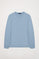 Sky-blue long-sleeve basic T-shirt with Rigby Go logo