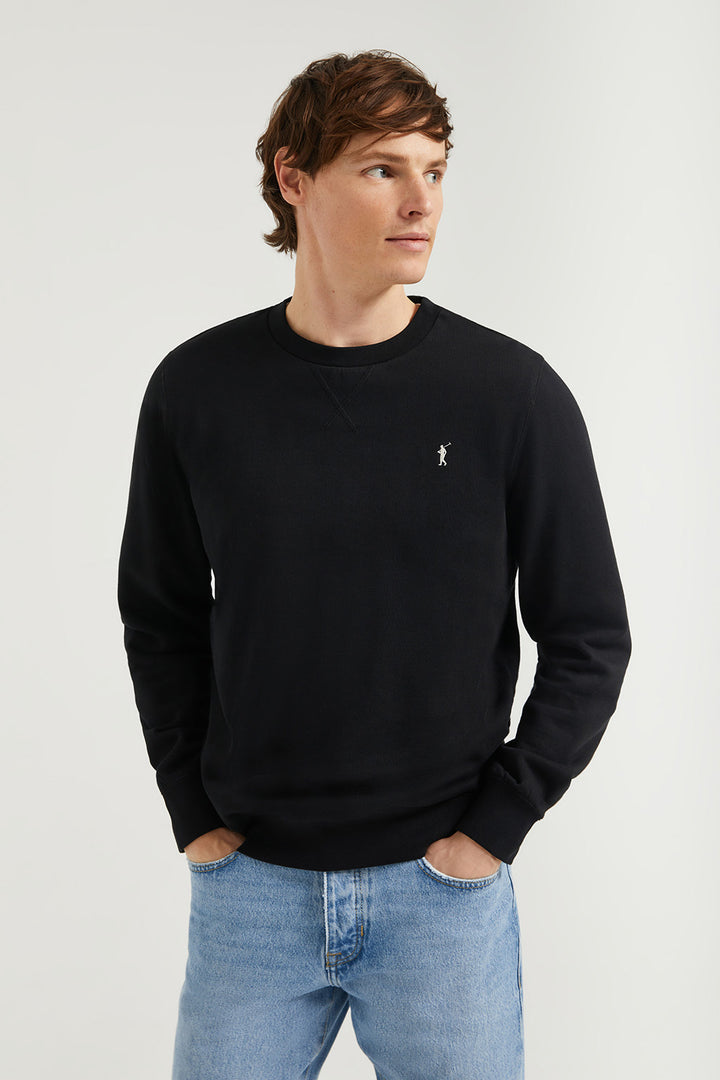 Sweatshirt básica preta com decote redondo e logótipo Rigby Go