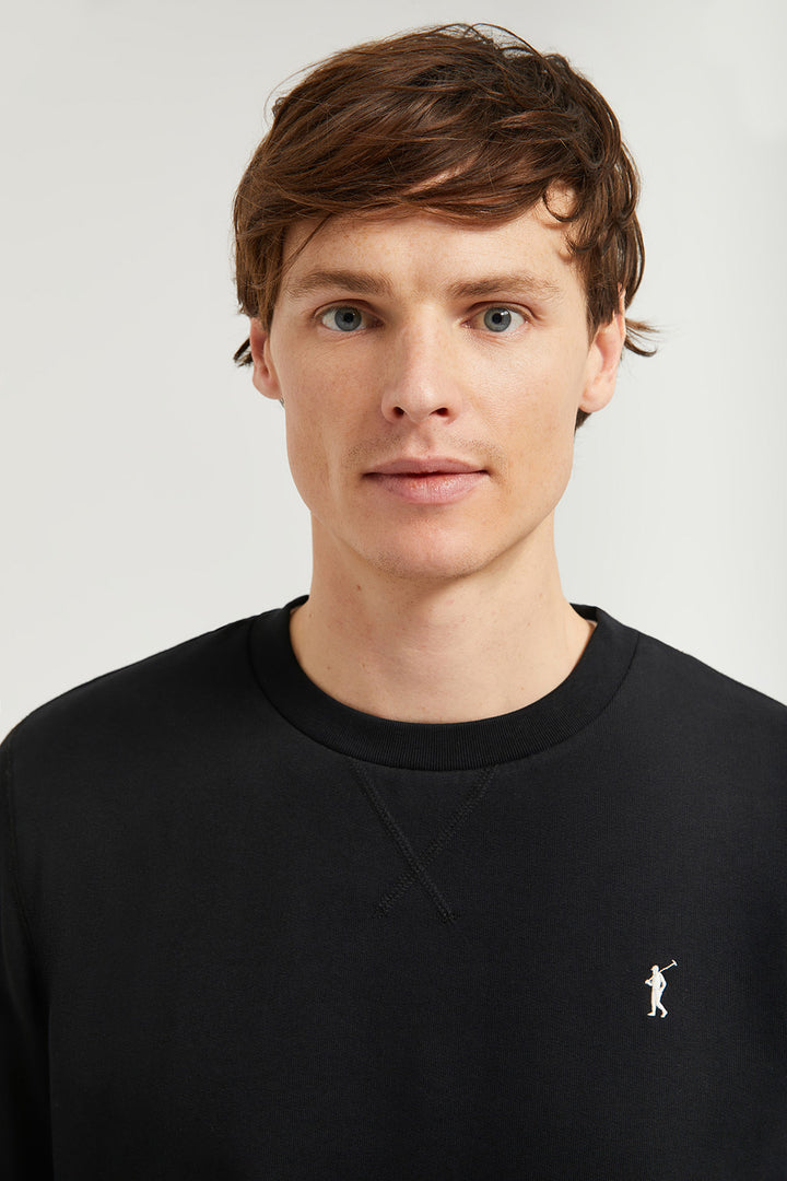 Sweatshirt básica preta com decote redondo e logótipo Rigby Go