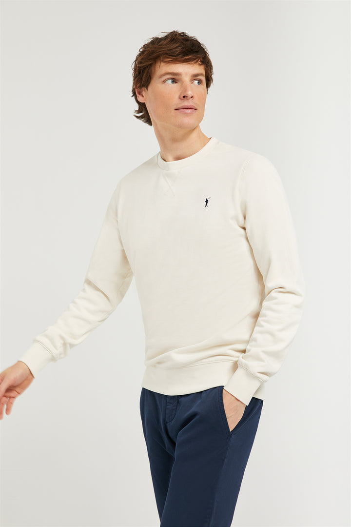 Sweatshirt básica beige com decote redondo e logótipo Rigby Go