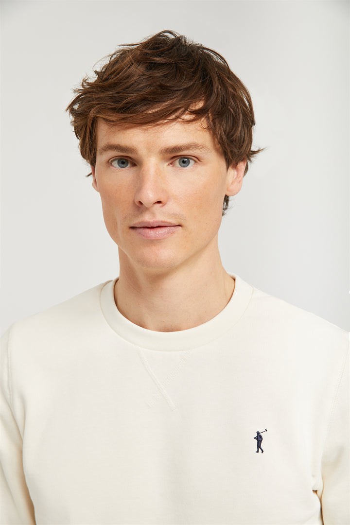 Sweatshirt básica beige com decote redondo e logótipo Rigby Go