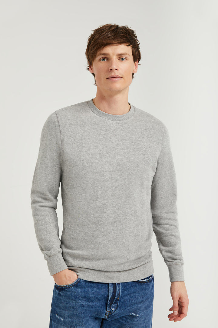 Sweatshirt básica cinza vigoré com decote redondo e logótipo Rigby Go