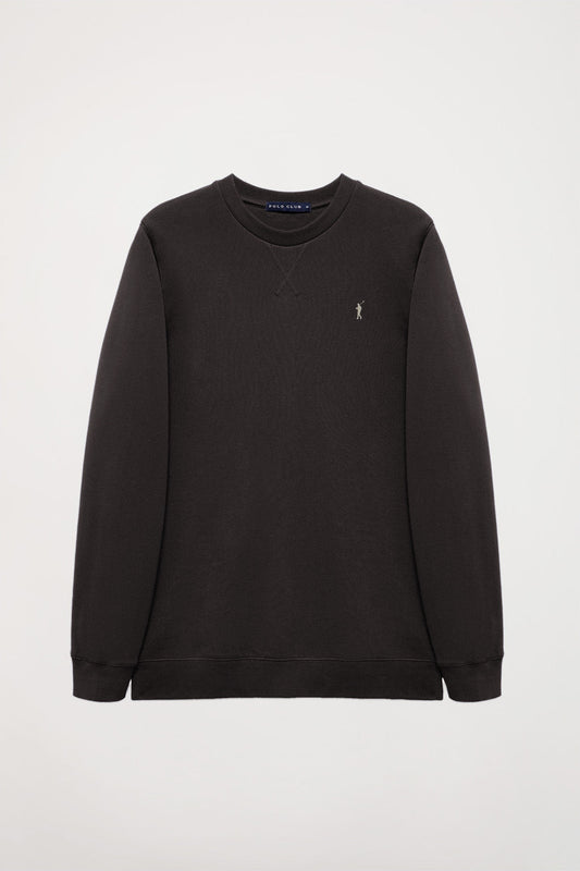 Sweatshirt básica cor de asfalto com decote redondo e logótipo Rigby Go