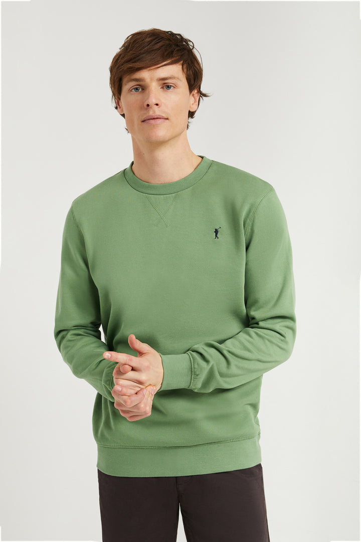 Sudadera básica de cuello redondo verde lodo con logo Rigby Go