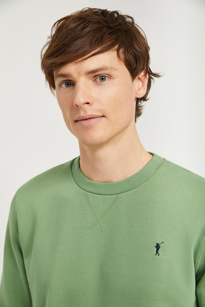 Sudadera básica de cuello redondo verde lodo con logo Rigby Go