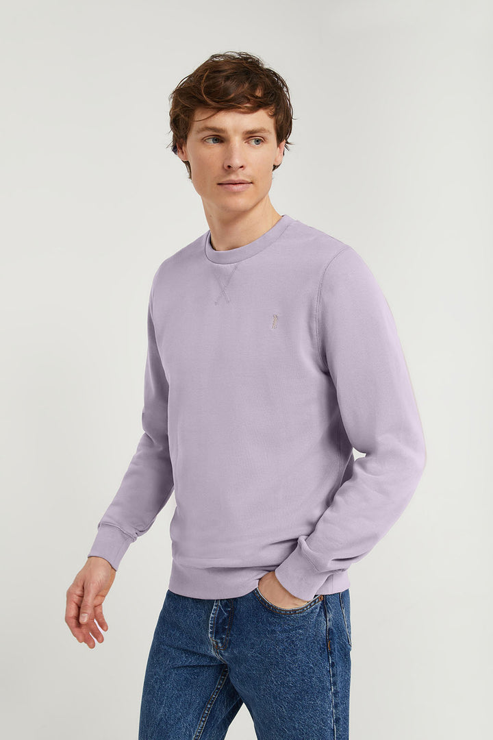 Sweatshirt básica lavanda com decote redondo e logótipo Rigby Go
