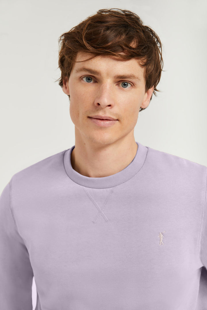 Sweatshirt básica lavanda com decote redondo e logótipo Rigby Go