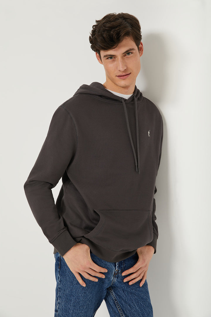 Sudadera con capucha y bolsillos asfalto con logo Rigby Go