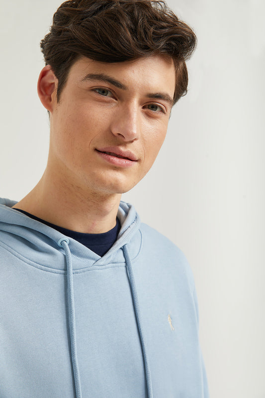 Sweatshirt com capuz e bolsos azul celeste claro com logótipo Rigby Go
