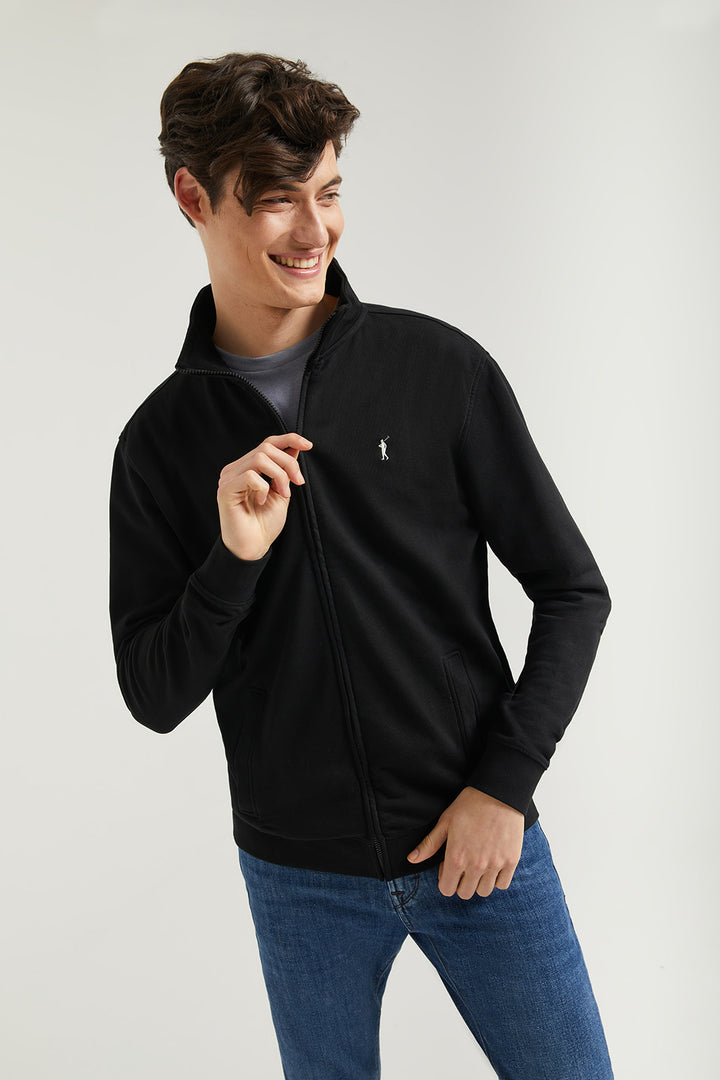Sweatshirt aberta de gola alta em preto com logótipo Rigby Go