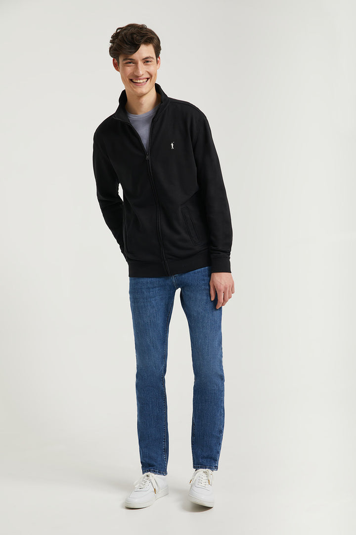 Sweatshirt aberta de gola alta em preto com logótipo Rigby Go