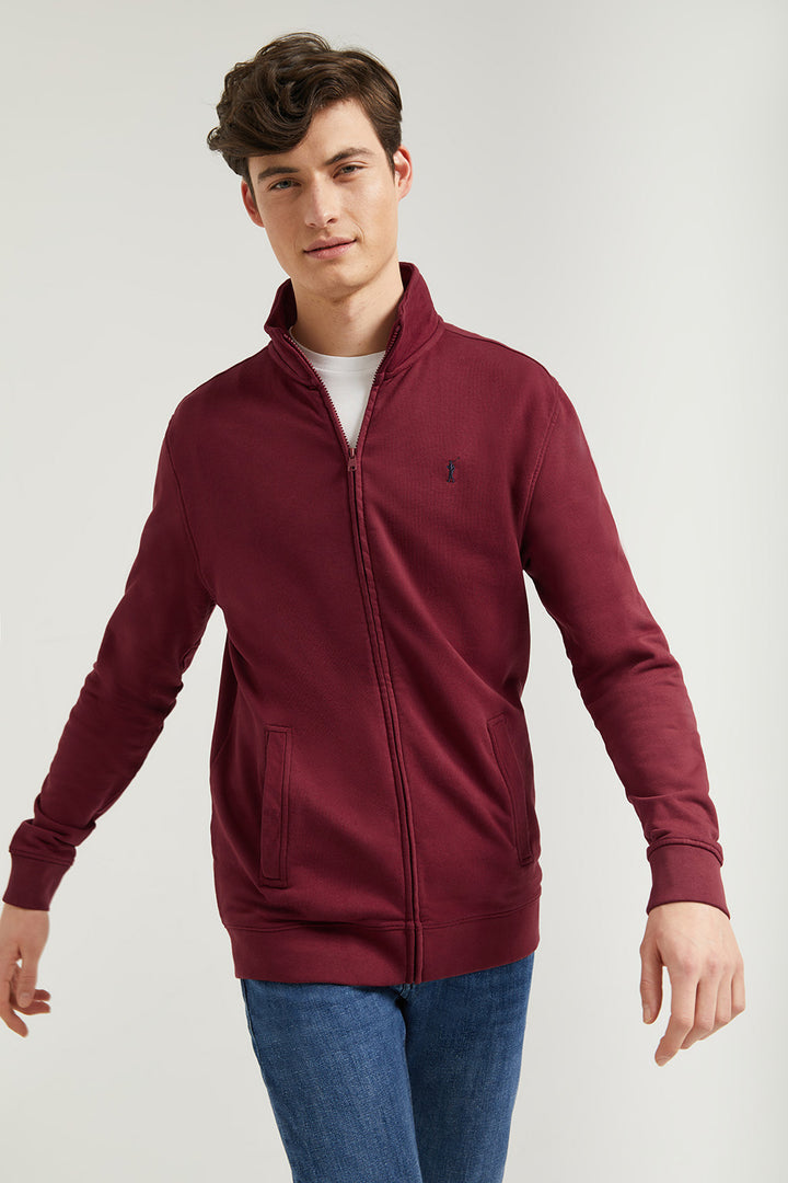 Sweatshirt aberta de gola alta em grená com logótipo Rigby Go