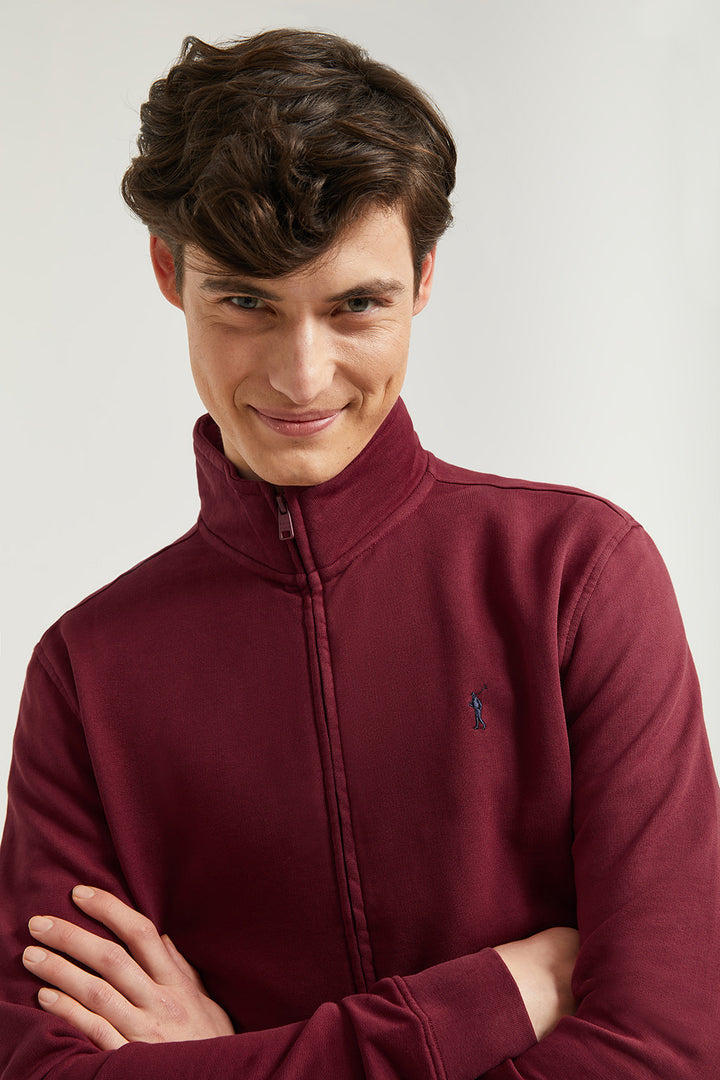 Sweatshirt aberta de gola alta em grená com logótipo Rigby Go