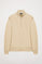 Sudadera de media cremallera color arena con logo Rigby Go