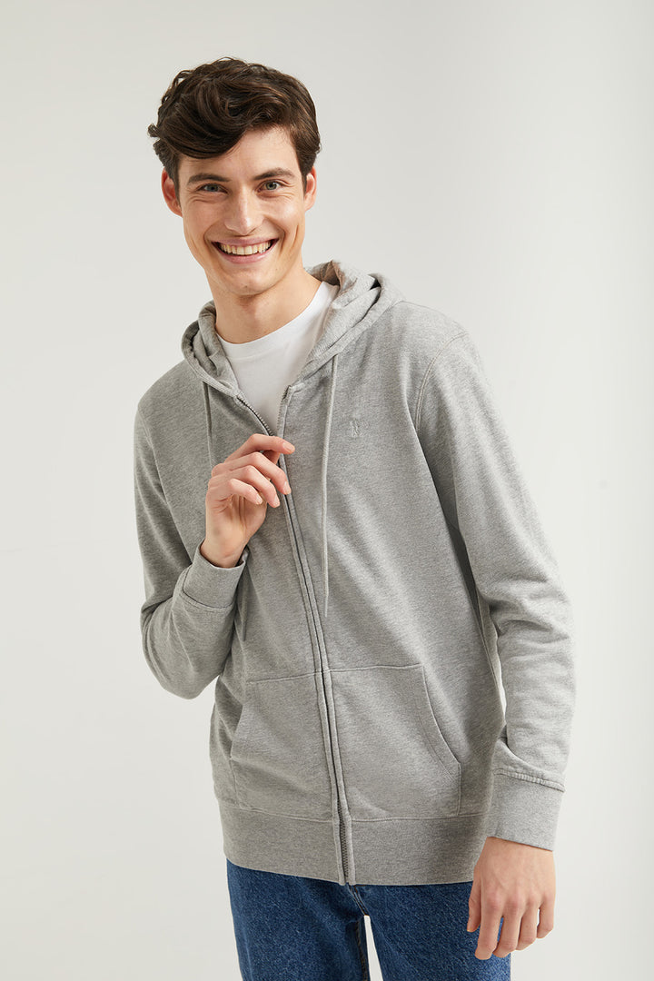 Sweatshirt cinza vigoré com fecho-éclair e capuz e logótipo Rigby Go