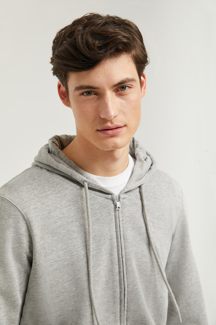 Sweatshirt cinza vigoré com fecho-éclair e capuz e logótipo Rigby Go