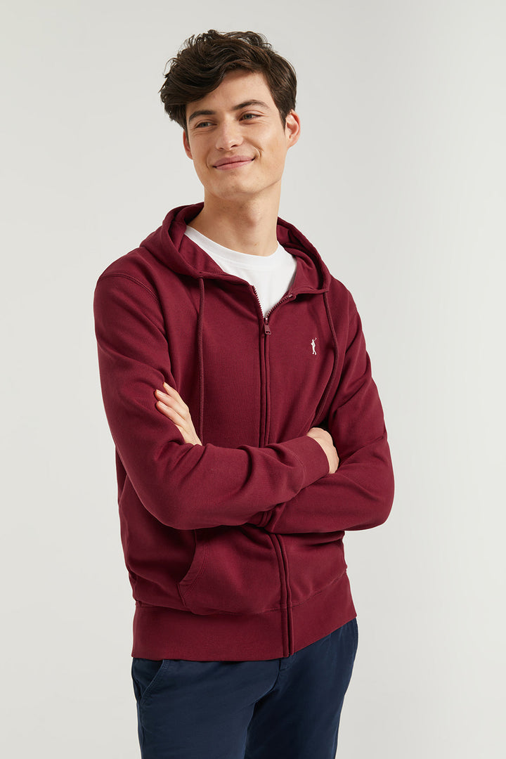 Sweatshirt grená com fecho-éclair e capuz e logótipo Rigby Go