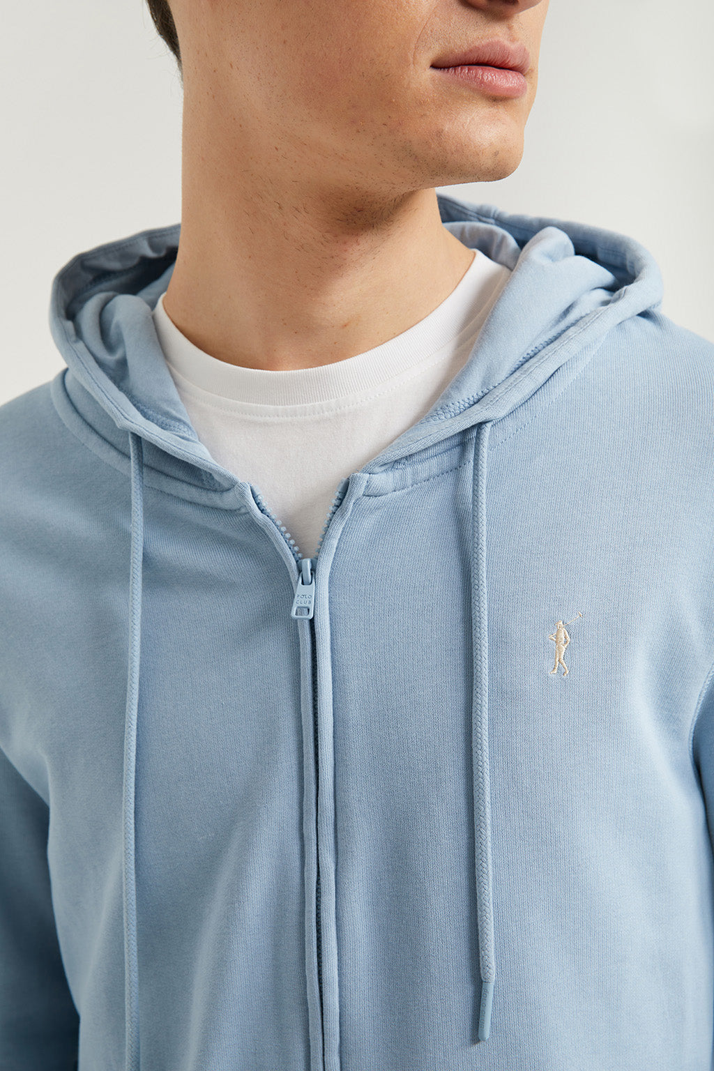 Sudadera azul claro cremallera con capucha Polo Club