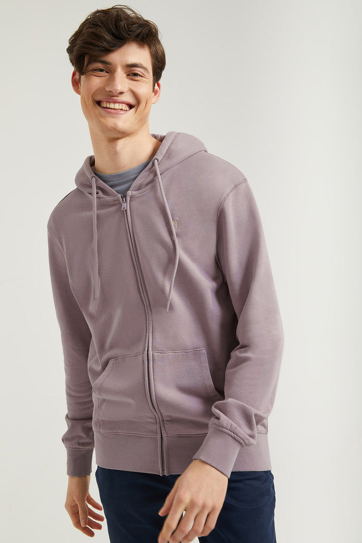 Sweatshirt lavanda com fecho-éclair e capuz e logótipo Rigby Go