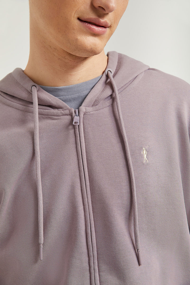 Sweatshirt lavanda com fecho-éclair e capuz e logótipo Rigby Go