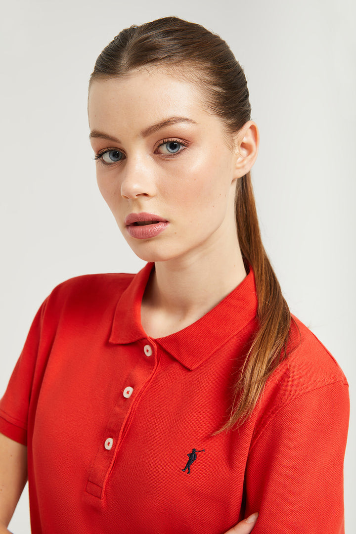 Polo de manga corta piqué rojo con logo Rigby Go